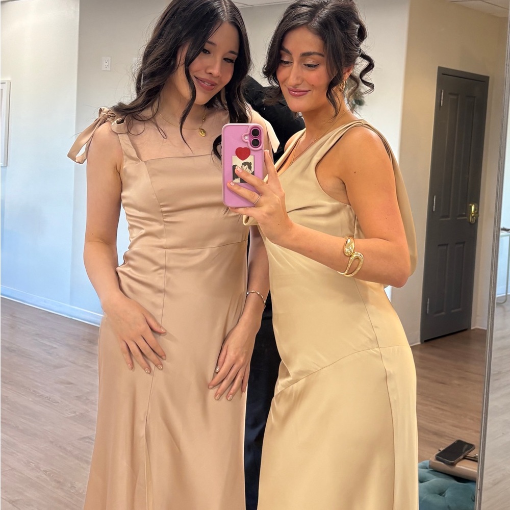Azazie Champagne Maxi Dress - Picture 2 of 2